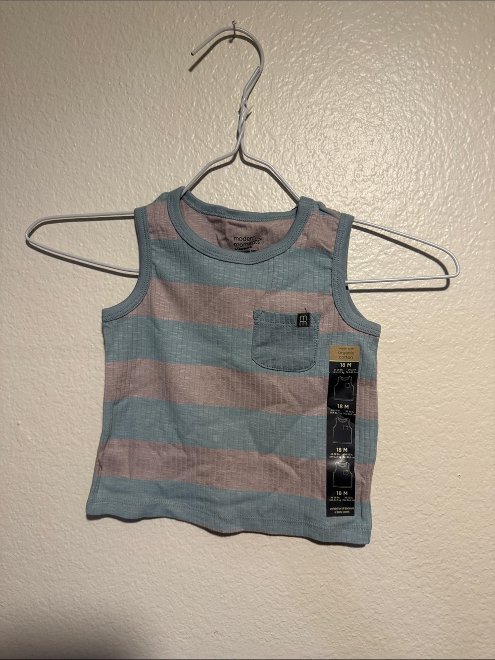 Modern moments-Blue: gray  Striped Tank with Chest Pocket